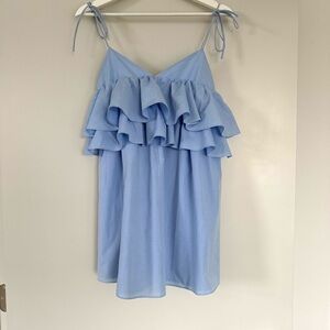 ZARA Blue Ruffled Spaghetti Strap Dress
